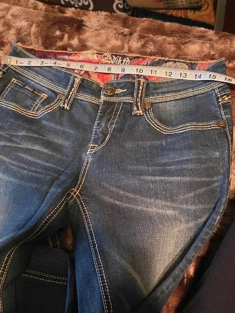Adiktd Dark Blue Jeans with Gold Embroidered Back Pockets